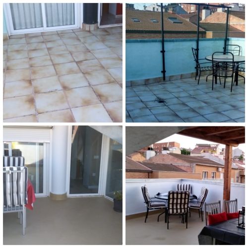 TERRAZA, SUELO MICROCEMENTO Y PERGOLA